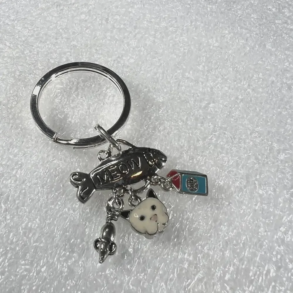 Cute Kitty Cat Meow Cat Person Pet Mom Dad Cat Lover Retro Keychain NEW